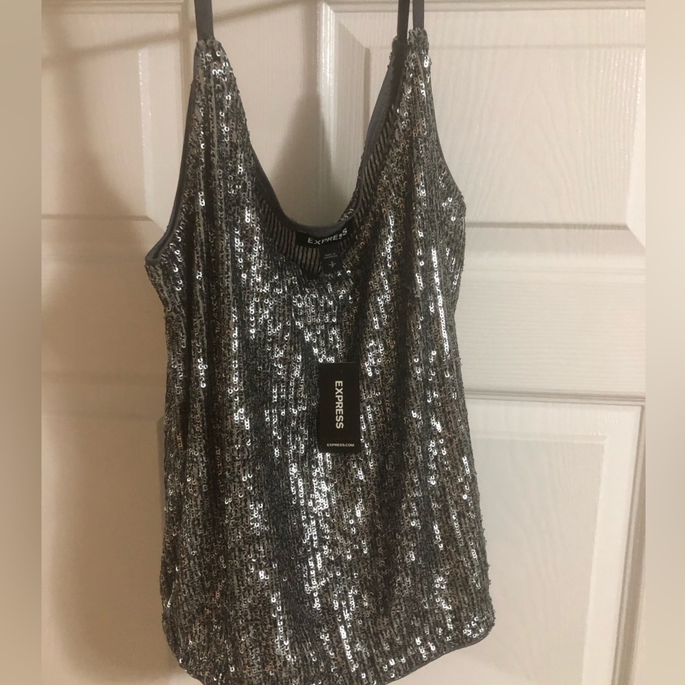 Express sequined sleeveless top